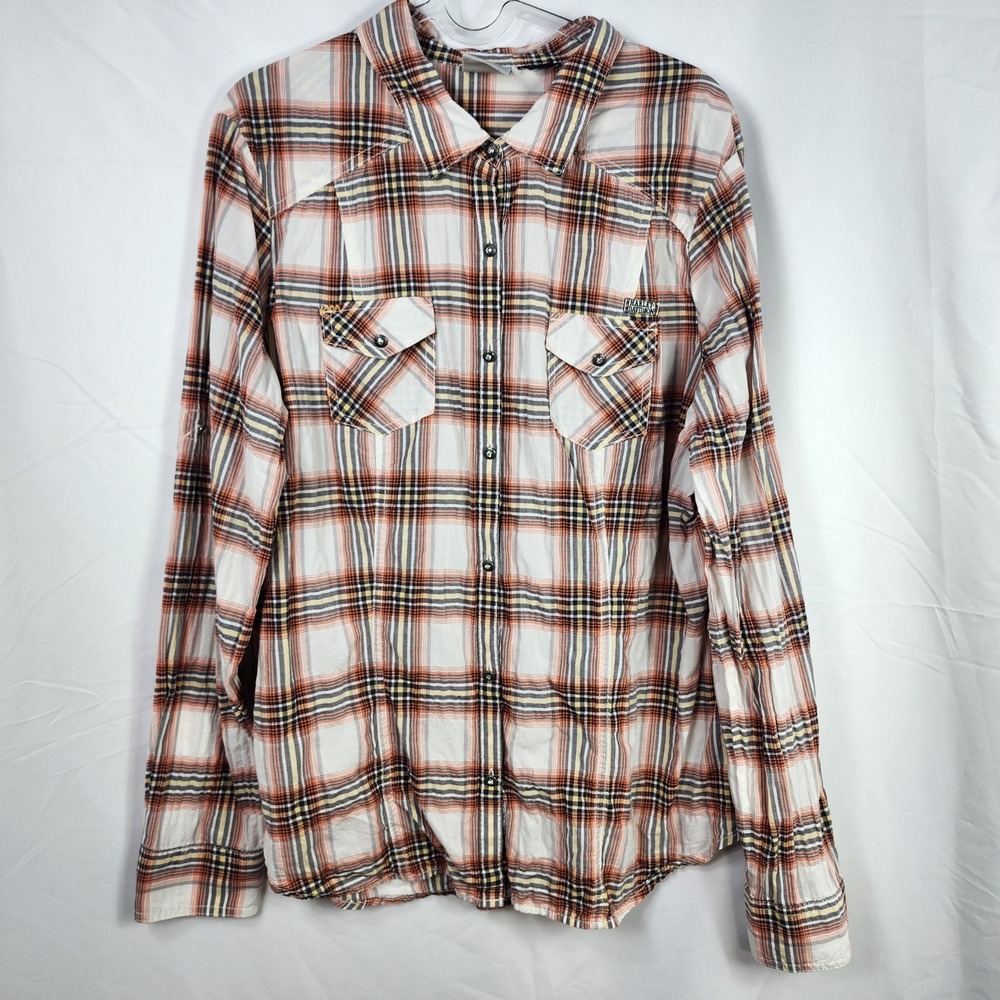 Harley Davidson Y2K Plaid Womens 2X‎ Plus Button Shirt